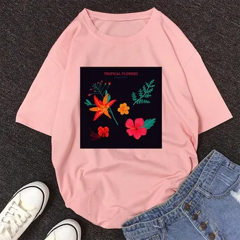 Gėlių VEKTORIUS RĖMO Laišką, Print T Shirt Moterims trumpomis Rankovėmis O-kaklo Laisvus Marškinėlius 2020 Metų Vasaros Moterų marškinėliai Topai Camisetas Mujer