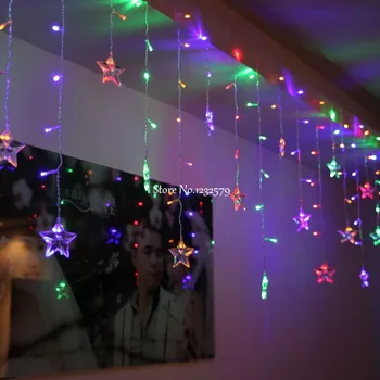 Multi-color 4M 100 LED Star Užuolaidų String Šviesos Girliandomis Kalėdos, Kalėdos Šventė Vestuves Sodo Lubų, Langų Apdailos