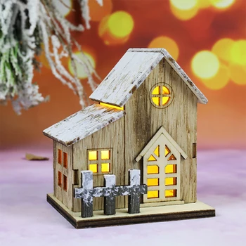 Kalėdų Žiburiai Mediniai Miniatiūriniai Namas staliukas, Lempa, LED Šviesos Dedroom Apdailos Kalėdų Papuošalai Šalies Namų Dekoro Dovana