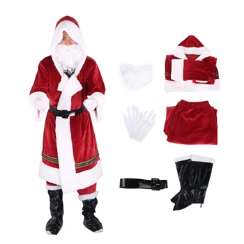Kalėdų Senelio Kostiumas Cosplay Drabužiai Vyrams, Moterims, Fancy Dress 5vnt daug Kostiumas Kostiumas Kalėdų Outwear