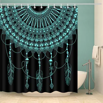 Mandala Dušo Užuolaidos 3D Atspausdintas Vonios Vandeniui Poliesterio Vonios Užuolaidų Aštuonkojai galima Skalbti Vonioje Dekoro Užuolaidos Su 12 Kabliukų
