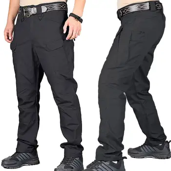 Vyrai Vientisos Spalvos Quick Dry Multi-Kišenės, Lauko Taktinių Krovinių Kelnės Kelnės