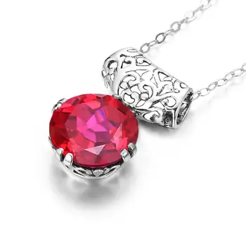 Szjinao Pakabučiai Bizuteria Apvalus Akmuo Inmitate Gamtos Red Ruby Pakabukas Karoliai Moterų Vestuves Fine Jewelry 2020 M.