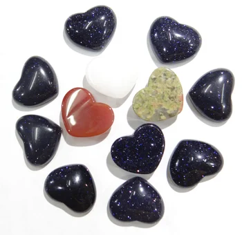30pcs natūralus akmuo kristalas agates Turquoises širdies formos kabina cabochons Ne Skylė granules Priėmimo Papuošalai 