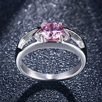 Nerūdijančio Plieno Rožinė AAA+ Kubinių Zirconia Žiedas Moterims Vestuvių Madinga