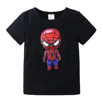 Vaikai Šviesos LED Trumpas Rankovės Medvilnės Spiderman Marškinėliai Berniukams Geležinis Žmogus įsižiebti Marškinėliai Vaikams Vasarą Kūdikių Mergaičių Viršūnes Tees