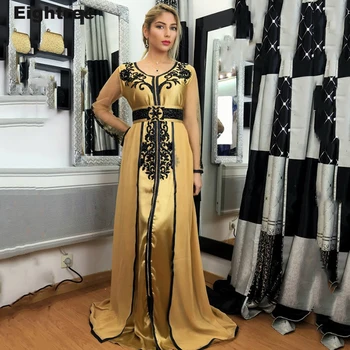 Eightree Maroko Caftan Vakaro Suknelės Ilgai Sleevees Aukso Ypatinga Proga-Suknelė Arabų Nėrinių Appliques Vakaro Suknelės, Šaliai