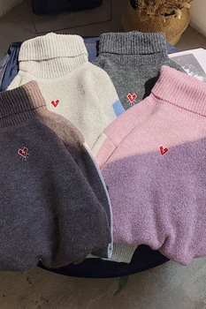 2019 Naujų aukštos kaklu megztinis korėjos versija tendencija, kad vyrų ir moterų porų šiltas megztinis