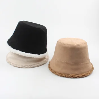Moterų Žiemos Grįžtamasis Kibiro Kepurę Dirbtiniais Suede Apytikslė Vilnos Cloche Skrybėlės Šiltas Lauko Žvejys Kepurės