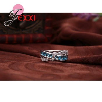Aukščiausios Kokybės Geras Parduoti Naują Atvykimo Romantiška Femme Vestuvinis Žiedas 925 Sterlingas Sidabro Vestuvių Mėlyni Žiedai Moterims