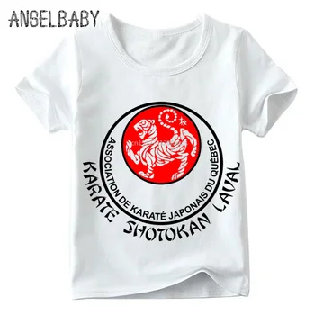 Berniukai/Mergaitės Japonų Kanji Shotokan Karatė Print T shirt Vaikų Vasaros trumpomis Rankovėmis Viršūnes Vaikams Laisvalaikio T-shirt,ooo718