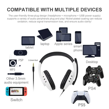 2021 Nauja PS5 PS4 Laidines Ausines su Mic Nešiojamas Telefono Stereo Garsas Žaidimų Ausinės Sony PlayStation 5 Vaikai Žaidėjus Šalmas