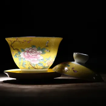 140ml Jingdezhen Keramikos Gaiwan Arbatos puodą Handpainted Famille Rose Pastelinių Porceliano Meistras Arbatos Puodelį, Dubenėlį Puodą Drinkware Namų Dekoro