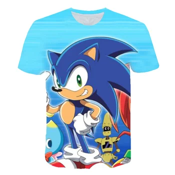 Sonic the Hedgehog Vasaros vaikas animacinių filmų Drabužius Berniukas T poliesteris Marškinėliai trumpomis Rankovėmis T-shirt Vaikas Berniukas Atsitiktinis marškinėliai 4-14 Metų Marškinėliai