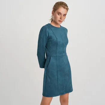 Moterų Kišenės Linija Šalis Suknelė Ponios Septynių Rankovės o Kaklo Kietas Elegantiškas Biuras Dirba Moterų 2019 Žiemos Mados Suknelė Vintage