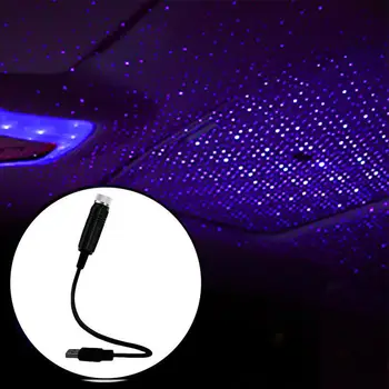 Žvaigždė Automobilių Atmosfera Šviesos USB Žvaigždėto Dangaus Žibinto Apdaila Star Lubų Projekcija Lempos Lazerinė USB Stogo Interjero Automobilį, Aplinkos Šviesos