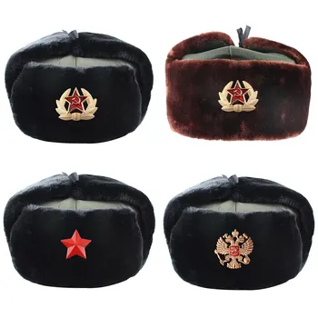 2019 Naujas stilius rusijos Armijos Karinės Kepurės Pilotas Skrybėlę Policijos Skrybėlę Žiemos Vyrų Sniego Kepurė su Earmuffs minkštas vyrų 08