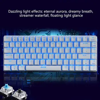 Ajazz AK33 Mechaninė Žaidimų Klaviatūra, Juoda / Mėlyna Jungiklis 82 Klavišus Wired Keyboard PC Žaidimai Ergonomiškas Kietas LED Apšvietimu Dizainas