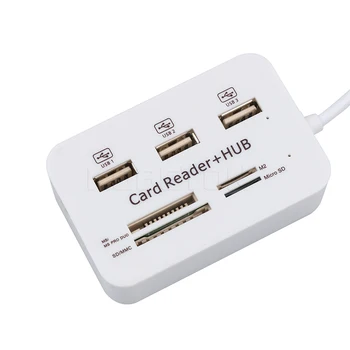 Kebidu 2 in 1 Multi Function 3 Port USB HUB 2.0 Splitter Combo Card Reader Paramos Micro SD TF M2 MS SDHC MMC Kortelės Skaityti, Rašyti