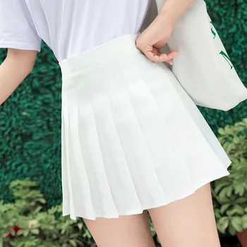 2021 Kawaii Plisuotos Teniso Sijonas Moterims Seksualus Aukšto Juosmens Vientisų Spalvų Mielas Mini Sijonas Rausva Balta Šortai Korėjos Stiliaus Streetwear