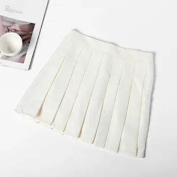 2021 Kawaii Plisuotos Teniso Sijonas Moterims Seksualus Aukšto Juosmens Vientisų Spalvų Mielas Mini Sijonas Rausva Balta Šortai Korėjos Stiliaus Streetwear