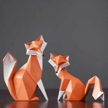 Šiaurės šalių šiuolaikinės abstrakčių geometrinių Fox Amatų Darbalaukio Papuošalų kūrybos, Miegamojo Office Home Papuošalai Gyvūnų Dervos Amatai