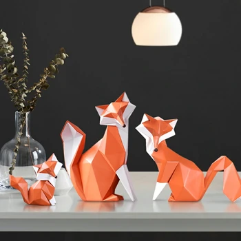 Šiaurės šalių šiuolaikinės abstrakčių geometrinių Fox Amatų Darbalaukio Papuošalų kūrybos, Miegamojo Office Home Papuošalai Gyvūnų Dervos Amatai