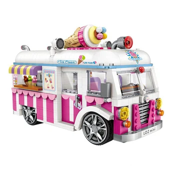 LOZ Mini Blokai Transporto priemonės Automobilio Modelio, Plytos, Statyba Blokai Miesto Ice Cream Van Blokuoti Nustatyti Micro Cartoon Automobilių Kalėdų 1112