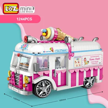 LOZ Mini Blokai Transporto priemonės Automobilio Modelio, Plytos, Statyba Blokai Miesto Ice Cream Van Blokuoti Nustatyti Micro Cartoon Automobilių Kalėdų 1112