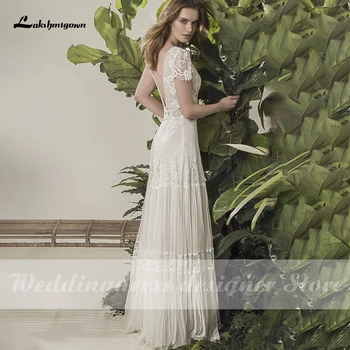 Bohemijos Vestuvių Suknelė Iki 2021 M. Dviejų Dalių, 2 Šortai, Rankovės Grindų Ilgio Paplūdimio Vestuvių Suknelė Paprasta Šifono Moterims, Aukštos Kokybės
