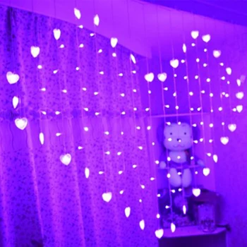 220V LED pasakų string Širdies Formos Užuolaidų Šviesos diodų (LED) Styginių Šviesos Valentino Diena, Vestuvių Langą Girliandą Apdailos Šviesos Lempos