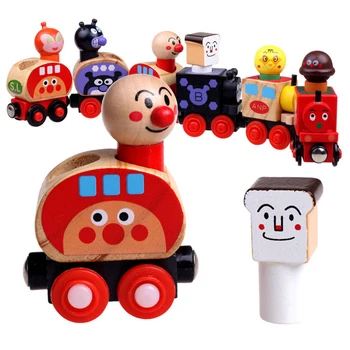 Anpanman Traukinių Nustatyti Magnetinio Van Vežti Žmonėms Mokytis Vaikams, Mediniai Žaislai, Magnetiniai Transporto Priemonės Blokai Vaikams Mokomieji Žaislai