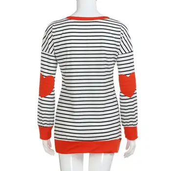 Europos ir Amerikos laisvalaikį nauja moterų top spalvų kontrastas meilės juostele ilgomis rankovėmis marškinėliai ilgomis rankovėmis marškinėliai moterims marškinėliai