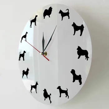 Skirtingų Šunų Veislių, Minimalistinio Dizaino, Modernus Sieninis Laikrodis Darželio Vaikas Kambarys Mažylis Augintiniai Sienų Dekoras Laikrodis Žiūrėti Profesinio Mokymo Klinika Šuo Laikrodis