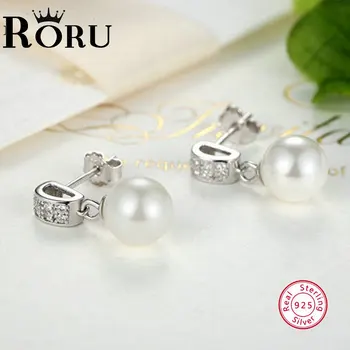 Ponios Elegantiška Baltos Spalvos Auskarai 925 Sterling Silver Crystal Cirkonis Korėjos Lašas Auskarai