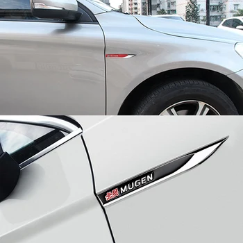 2vnt 3D Metalo Mugen Emblema Automobilių Stilius Pusės Sparnas Ženklelis Emblema Lipdukas Honda Civic Odyssey Accord, CR-V, TINKAMI Priedai