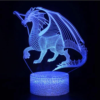 3D LED Nakties Šviesos Dinozaurų Dragon Lempos 16Colors Pakeisti Naktį šviesos Nuotolinio Valdymo stalinės Lempos Žaislai Dovana Vaikas Namų Puošybai