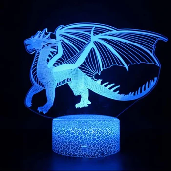 3D LED Nakties Šviesos Dinozaurų Dragon Lempos 16Colors Pakeisti Naktį šviesos Nuotolinio Valdymo stalinės Lempos Žaislai Dovana Vaikas Namų Puošybai