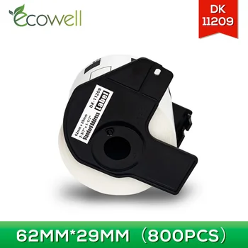 Ecowell 10Rolls Suderinama DK-11209 Etiketės DK11209 DK1209 62mm*29mm Brolis Etikečių Spausdintuvas Baltas Popieriaus