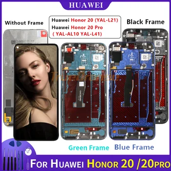 Pradinio Ekrano ir Huawei Honor 20 YAL-L21 LCD Jutiklinis Ekranas skaitmeninis keitiklis Pakeisti Už Huawei Honor 20 Pro YAL-AL10 YAL-L41 LCD