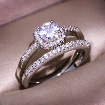 Nauja pora, žiedas mados vyrų ir moterų keturi letena cirkonis žiedas 2 vestuvinį žiedą, jubiliejų pora