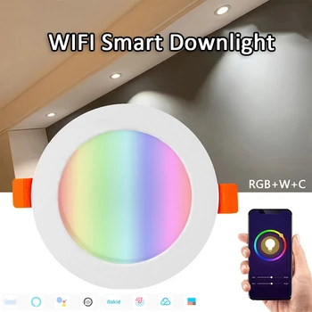 2020 Naujas WiFi Smart LED Downlight Tamsos Turas Vietoje Šviesos 9W RGB Spalva Keičiasi Šiltas Kietas lengvas Darbas Su Alexa 