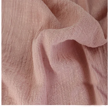 Minkštas Lino ir Medvilnės medžiaga, gumos rožinės crincle raukšlių audinio šalikai suknelė dvigubo sluoksnio medvilnės skalbiniai krepinio audinio Iki skaitiklio