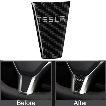 Už Tesla Model S Modelis X Automobilio Vairo Dekoratyviniai Lipdukai, Auto Interjero Anglies Pluošto Apsaugines Dekoro Automobilių Reikmenys