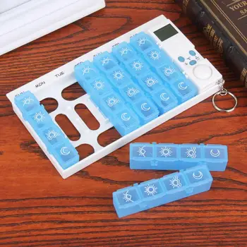 28 Tinklų Savaitės 7 Dienas Nešiojamų Tablečių Dėžutės Plastikinės Smart Signalizacijos Medicina Tabletes Atveju Lango Turėtojas Tabletes Atvejais Su Priminimas Laikmatis