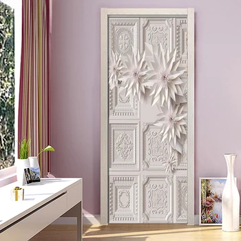 3D Išskirtinį Europos Paramos Plytų Siena Gėlių Freskos Kambarį Miegamojo Duris Sienų Tapetai Vandeniui PVC Durys, Sienų Lipdukai