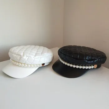 01911-luyanxuan-perlas pu dirbtiniais odos Aukso mygtuką mados grotelės lady paslaugų bžūp moterų skydeliai skrybėlę