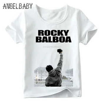 Vaikai ROCKY BALBOA Print T shirt Berniukų/Mergaičių Vasaros Atsitiktinis trumpomis Rankovėmis Viršūnes Vaikai Soft White T-shirt,ooo576