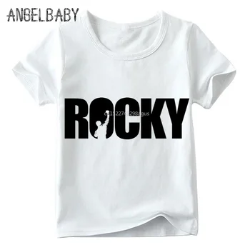 Vaikai ROCKY BALBOA Print T shirt Berniukų/Mergaičių Vasaros Atsitiktinis trumpomis Rankovėmis Viršūnes Vaikai Soft White T-shirt,ooo576