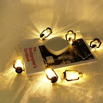 Baterija LED Kalėdų Šviesos Žibintas Kabo Kempingas Žibalo Naftos Lempos LED Girlianda 
